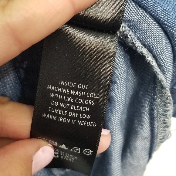 Max Jeans Blue Chambray Lightweight  Long Sleeve Button Down Shirt Dress Size XS - Picture 6 of 13